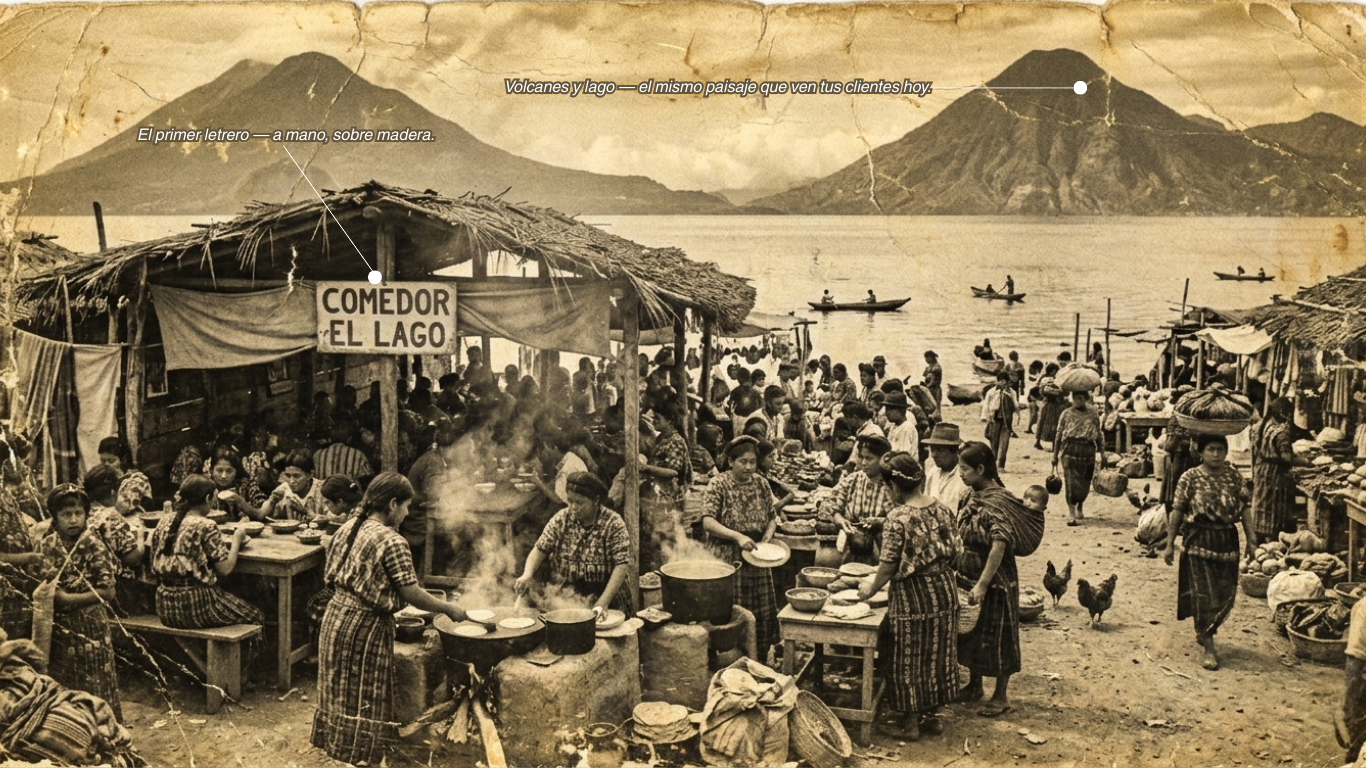 Comedor El Lago, Panajachel, años 1955