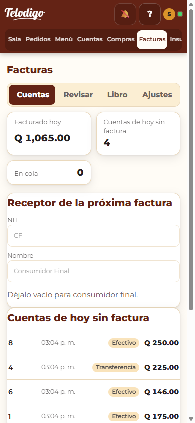 Facturas: cuentas cobradas listas para emitir la factura electrónica